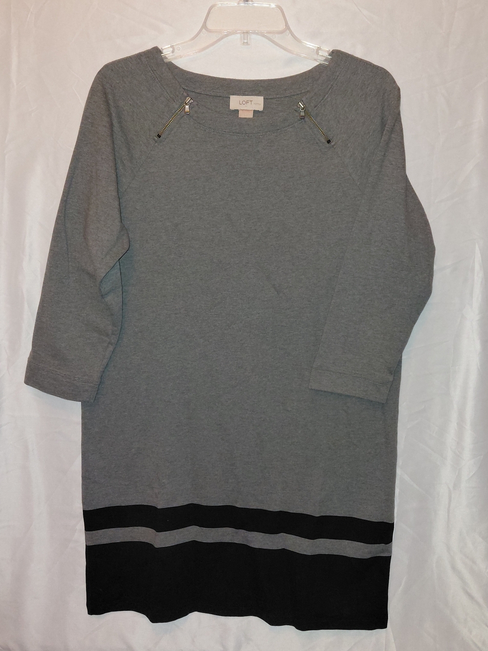 LOFT Gray and Black Striped Sweater Dress #2612